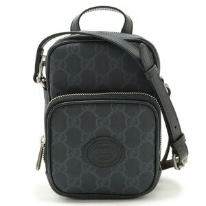 Gucci GG Supreme Interlocking Crossbody Bag leather Black